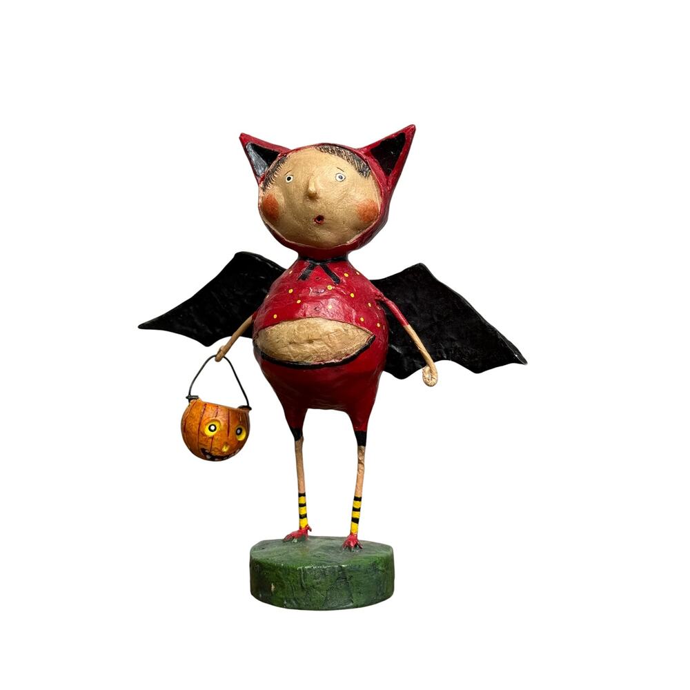 Lori Mitchell Halloween Bat Boy Devil with Pumpkin 5.5" Whimsical Figurine - Picture 5 of 9